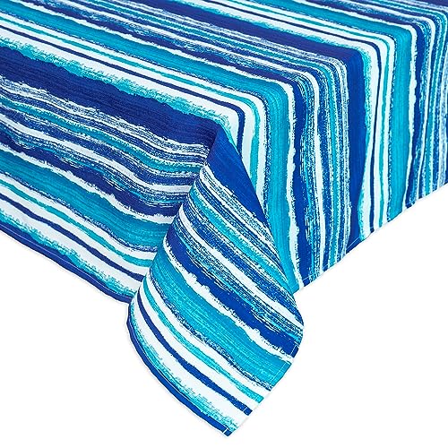 YiHomer Indoor Outdoor Tabletop for Spring Summer Decorations, Picnics and Dinner Parties - Stain and Water Resistant, Crayon Art (Ocean), Zipper Tablecloth, 60 x 84 Rectangle with Umbrella Hole - size: 84" x 60" (Zipper)