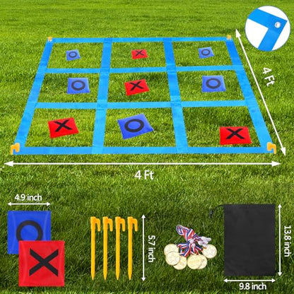 CWLAKON Outdoor Giant Tic Tac Toe Bean Bag Toss Games for Kids Adults Family, Large Outside Lawn Yard Backyard Carnival Field Day Game, Birthday Party Family Reunion Games Playground Fitness Equipment - style: Classic