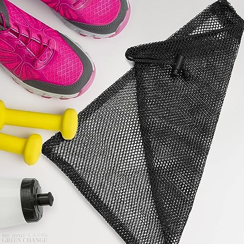 10 PCs Small Net Bag – 11.8x7.48" Nylon Mesh Bags With Drawstring – Lightweight, Breathable, Reusable Storage for Travel, Gym, Swimwear, Laundry, Sports, Beach Gear, Camping & Daily Organization - style: 10pcs, Black, S Size