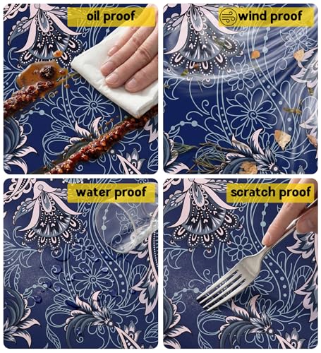 Picnic Table Cover with Bench Covers Tablecloth Table Cloth Camping Gifts for 30th 40th 50th 55th 60th 70th 80th 45th 65th 75th 40 50 55 60 65 70 Year Old Camper RV Owner Camping Lovers Men Women - color: Blue Paisley, size: 96in