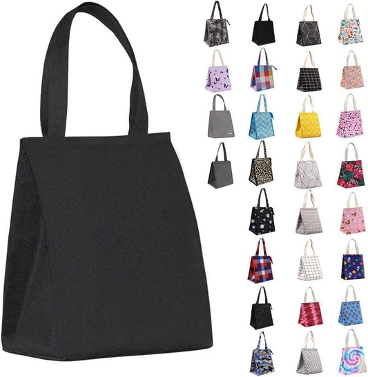 iknoe Lunch Bag Insulated Lunch Bags for Women & Men, 9L Reusable Lunch Tote, Portable Adult Thermal Large Lunch Cooler for Work Picnic (PureBlack) - color: PureBlack, size: Velcro Closure