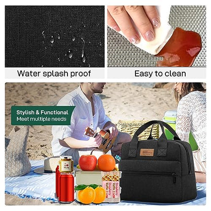 HOMESPON Insulated Lunch Bag for Women Men Lunch Box Cooler Lunch Tote for Work Picnic (Black) - color: Black