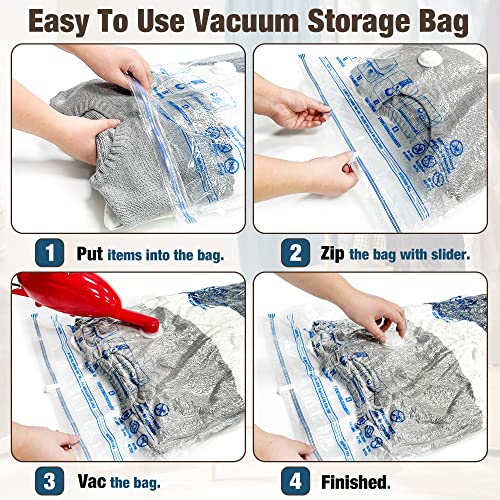 HIBAG Vacuum Storage Seal Bags, 10 Jumbo Space Saver Vacuum Sealer Bags for Clothes, Comforters, Blankets, Bedding (10J) - size: 10-Jumbo