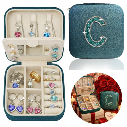 Mothers Day Gift Travel Jewelry Case for Women, Large Jewelry Organizer with Straps, Secure Storage, Better Organization, Gift for Bridesmaid, Daughter, Granddaughter - color: Emerald Grn C