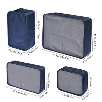 JJ POWER Travel Packing Cubes, Luggage Organizers with Shoe Bag - color: Navy Blue
