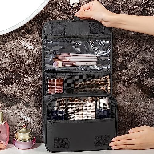 Travel Toiletry Bag for Women, Hanging Toiletry Bag with Multi-Pockets, Toiletry Bag for Traveling Easy Clean, Travel Organizer Black - color: Black