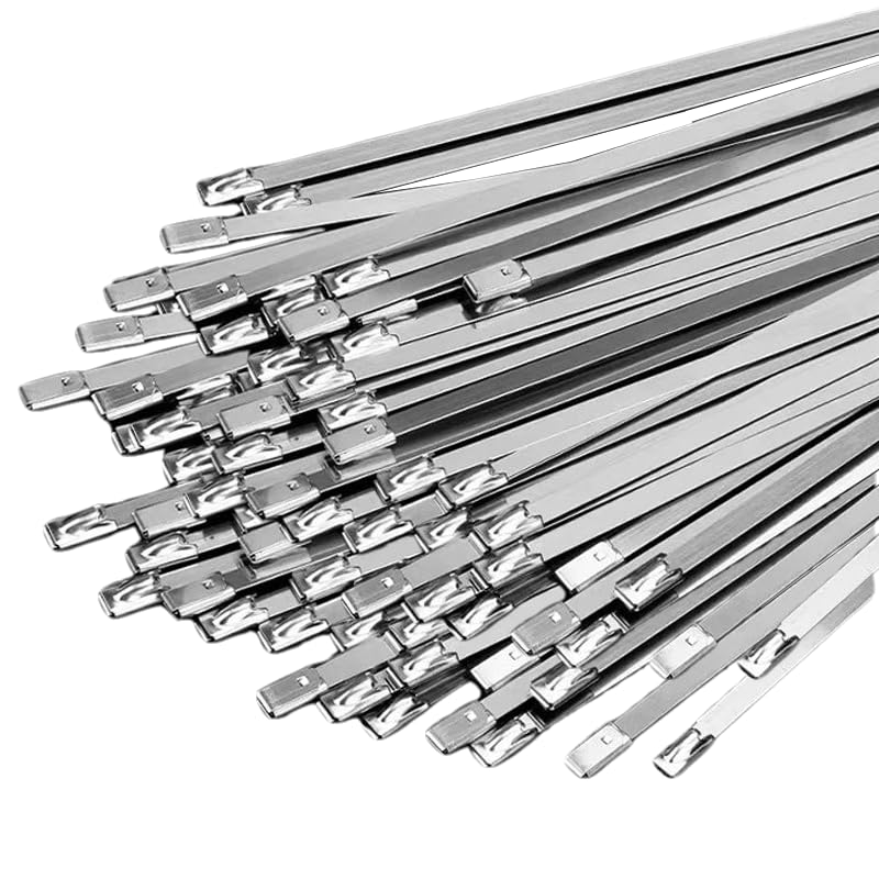 300 PCS 11.8 Inch Silver Galvanized Steel Cable Ties Kit with Cable Tie Gun and Protective Gloves, Heavy Duty 304 Metal Zip Ties Complete Tool Set for Industrial, Automotive, Fence Use - color: Silver, size: 300PCS 1.81x11.8 Inch