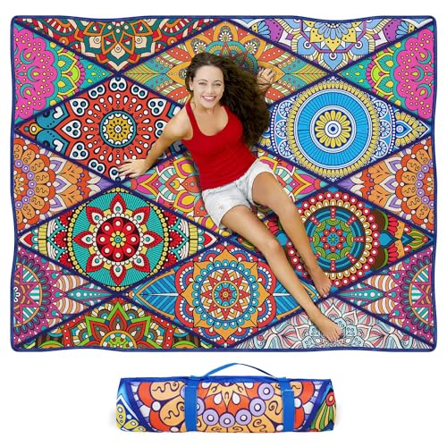 Waterproof Picnic Blankets Foldable & Portable 60''x80'' Boho Picnic Mat for Outdoors, Large Washable Picnic Blanket for Travel Camping Beach, Park Grass Picnic Blanket Accessories for Adults - color: Picnic Mat 03, size: 60" x 80"