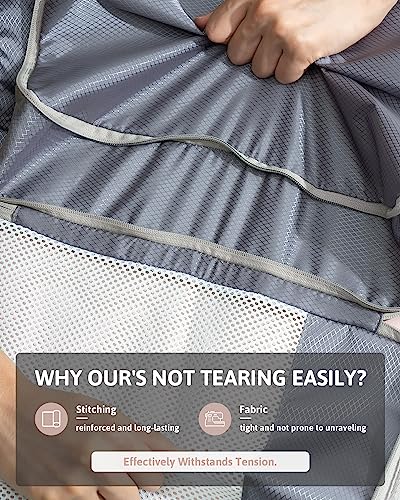 Meowoo 7 Set Compression Packing Cubes for Travel, Durable Ripstop Mesh Suitcase Organizer with Shoe Bag, Ultralight & Expandable Space Saver Travel Cubes - color: Gray