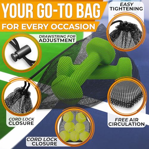 5Pcs Small Mesh Bags Drawstring Black Nylon – 11.8x7.48" Secure Cinch-Top, Mesh Bag for Tennis, Pickleball, Golf, Travel, Beach, Sports Equipment, and Mushroom Foraging – Quick-Dry and Tear-Resistant - style: Mesh Bags