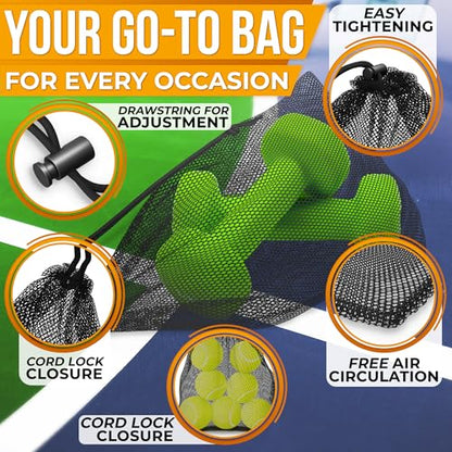 5Pcs Small Mesh Bags Drawstring Black Nylon – 11.8x7.48" Secure Cinch-Top, Mesh Bag for Tennis, Pickleball, Golf, Travel, Beach, Sports Equipment, and Mushroom Foraging – Quick-Dry and Tear-Resistant - style: Mesh Bags