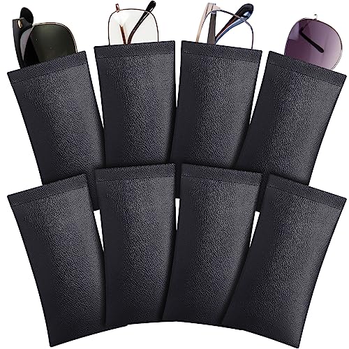 Xuhal 8 Pcs Leather Glasses Case Sunglasses Pouch Eyeglass Case Soft Squeeze Top Portable Travel Glasses Sleeve for Women Men - color: Black, style: Modern