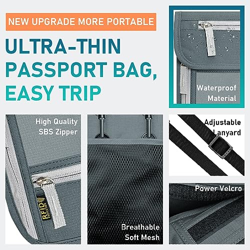 Travel Neck Wallet, RFID Blocking Passport Holder with Adjustable Neck Strap for Men and Women to Keep Cash, Credit Cards and Travel Documents Safe - A - color: ColorA
