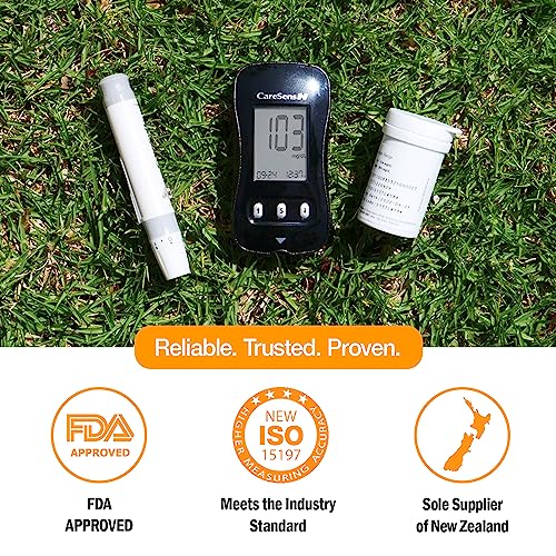 CareSens N Blood Glucose Monitor Kit with 100 Blood Sugar Test Strips, 100 Lancets, 1 Blood Glucose Meter, 1 Lancing Device, 1 Control Solution, Travel Case for Diabetes Testing for Personal Use