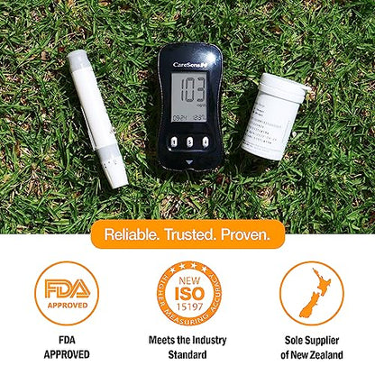 CareSens N Blood Glucose Monitor Kit with 100 Blood Sugar Test Strips, 100 Lancets, 1 Blood Glucose Meter, 1 Lancing Device, 1 Control Solution, Travel Case for Diabetes Testing for Personal Use