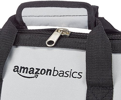 Amazon Basics Durable Wear-Resistant Tool Storage Bag with Adjustable Shoulder Strap, Portable Tool Organizer, 16 in, Black & Grey - size: Large Standard Bag