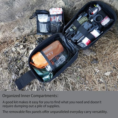 [New Upgrade] First Aid Kit, Survival Gear Outdoor Tactical Gear Set First Aid Kits Military Grade Molle System for Camper Travel Hunting Hiking and Adventures - color: Black