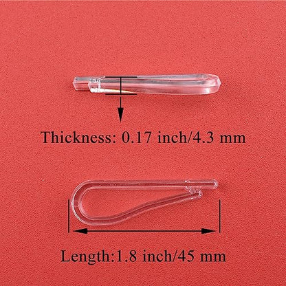 HAHIYO 1.8in/45mm 100Pcs Clear Plastic U-Shape Alligator Clips - Toothless Clothespins for Fabric, Garment, Shirts, Socks, Pants, Comic Boards - size: Clear - 1.8 inches - 100 Count - Toothless