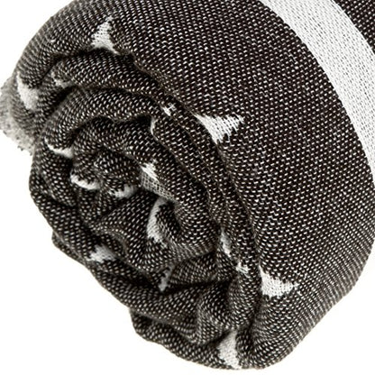 Bersuse 100% Cotton Cozumel Turkish Towel Beach Towel Bath Towel Dual Layer Peshtemal Beach Blanket Beach Essentials - 39x71 Inches, Black - color: Black3