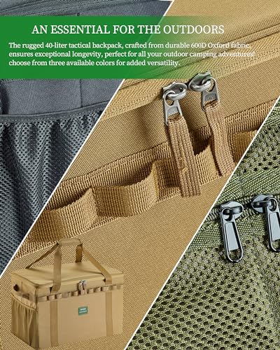 UPWOIGH Tactical Camping Storage Bag 40L – Heavy Duty Duffel with Waterproof Bottom, Collapsible Organizer with 2 Adjustable Dividers, 600D Oxford Fabric, Black Overlanding Gear - color: Black