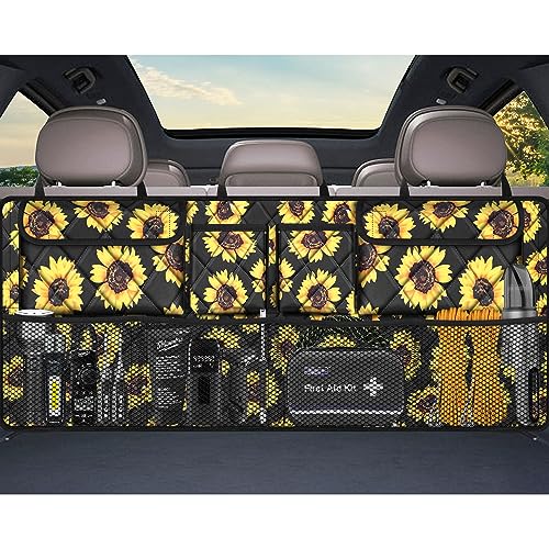 Femuar Car Trunk Organizer,Large Capacity Backseat Organizer(42 in*18 in),Collapsible Storage Bag with 8 Pocekt,Car Organizer for SUV/MPV/Truck - Sunflower TLAG-0114 - color: Sunflower
