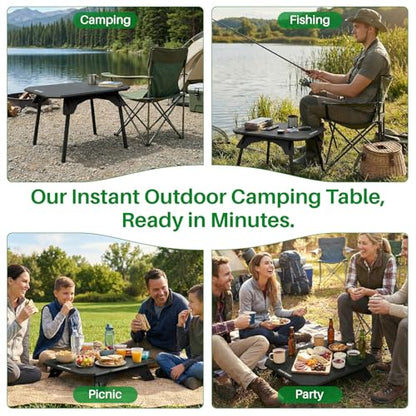 TOPCHANCES Folding Camping Table Outdoor,Ultralight Aluminum Camping Tables Multifunctional Portable Folding Table with Carrying Bag for Holiday Festival Camping Travel Picnic Grilling - color: Black