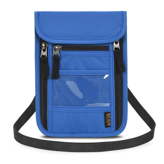 Passport Holder for Travel, Neck Pouch Travel Wallet With RFID Blocking, Waterproof Lightweight Passport Wallet for Women and Men (Blue) - color: Blue