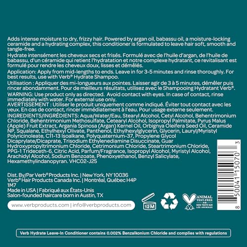 VERB Hydrate Shampoo + Conditioner Duo - Cleanses + Nourishes Dry + Frizzy Hair to Smooth + Reduce Frizz - Amber + Warm Jasmine Scent - size: 7.88 Fl Oz (Pack of 4)