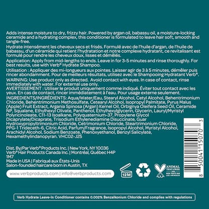 VERB Hydrate Shampoo + Conditioner Duo - Cleanses + Nourishes Dry + Frizzy Hair to Smooth + Reduce Frizz - Amber + Warm Jasmine Scent - size: 7.88 Fl Oz (Pack of 4)