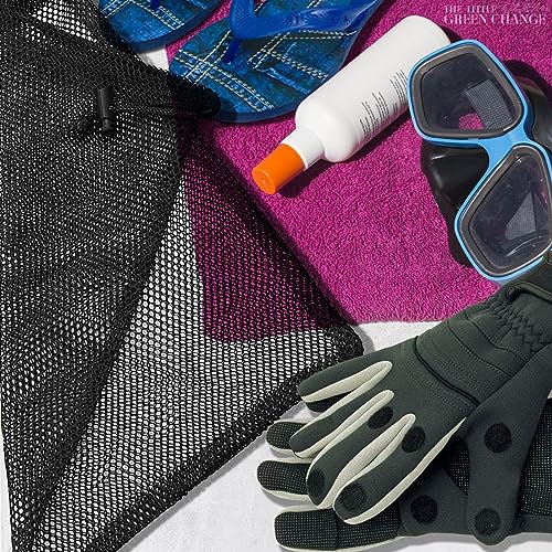 10 PCs Small Net Bag – 11.8x7.48" Nylon Mesh Bags With Drawstring – Lightweight, Breathable, Reusable Storage for Travel, Gym, Swimwear, Laundry, Sports, Beach Gear, Camping & Daily Organization - style: 10pcs, Black, S Size