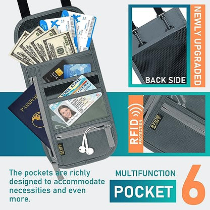 Travel Neck Wallet, RFID Blocking Passport Holder with Adjustable Neck Strap for Men and Women to Keep Cash, Credit Cards and Travel Documents Safe - A - color: ColorA