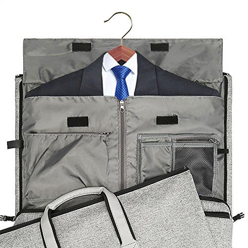 Modoker Convertible Garment Bag with Shoulder Strap, Carry on Garment Duffel Bag for Men Women - 2 in 1 Hanging Suitcase Suit Travel Bags, Grey - color: Ash Grey