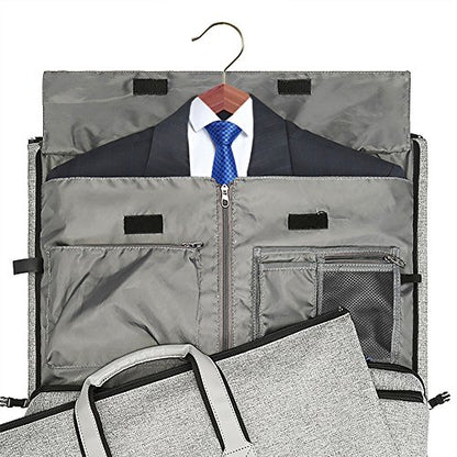 Modoker Convertible Garment Bag with Shoulder Strap, Carry on Garment Duffel Bag for Men Women - 2 in 1 Hanging Suitcase Suit Travel Bags, Grey - color: Ash Grey