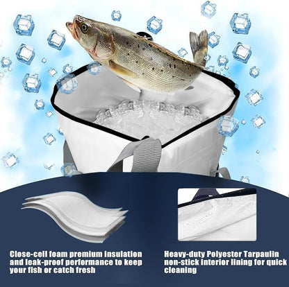 MORXPLOR Insulated Fish Cooler Bag for Fishing 41x17 47x17In 50x20In 60x24 72x30 80X40 Inches,Large Insulated Fish Kill Bag,Fishing Catch Bag Cooler with Water-resistant Zipper - color: 60inch cream