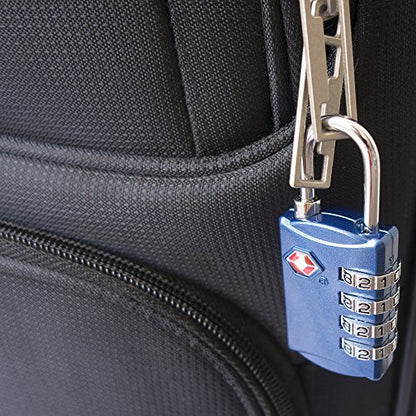 TSA Locks for Luggage, 2-Pc Durable Steel Padlock, Keyless Easy to Read 4-Digit Combination Lock for Backpacks, Travel Suitcases, Toolbox, Filing Cabinets, Baggage & Gym Locker, Red/Blue - color: Red & Blue