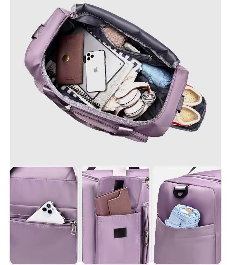 New Sports Tote Gym Travel Luggage Shopping Delivery Weekend Camping Overnight Bag (purple) - color: purple