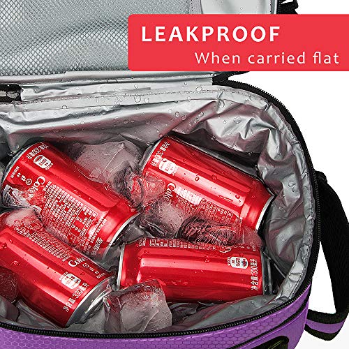 Tirrinia Expandable Insulated Lunch Bag for Men Women – Leakproof Reusable Cooler LunchBox for Kids & Adults with Shoulder Strap, Perfect for Work, School, Office, Travel,Purple - color: Purple