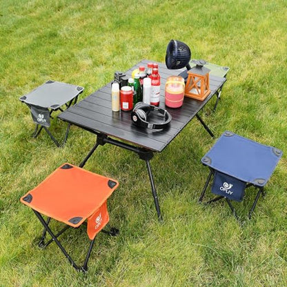 Opliy Camping Stool 2 Pack,13.5 Inch Portable Folding Stool for Outdoor Gardening and Beach Hiking Fishing,Foot Stool with Carry Bag (Blue) - color: Blue
