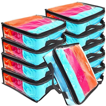 10 Pieces Large Clear Travel Packing Cube ，Clear Vinyl Zippered Storage Bags See Through Moving Bag Plastic Storage Bags PVC Multipurpose Pouch with Handle for Sweater Shirts Dress Storage