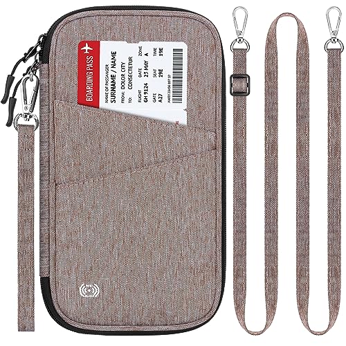 BKNOOU Passport Holder Family Rfid Blocking Travel Document Organizer,Travel Passport Wallet Waterproof Multiple Passport Holder for Traveling,Passport Organizer for Men Women - color: 05 Khaki