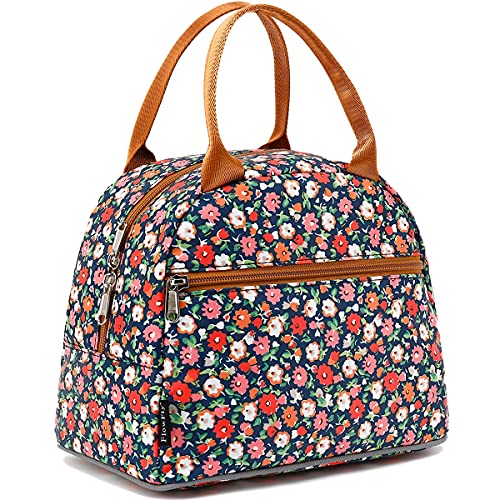 FlowFly Insulated Lunch Cooler Bag - Tote Bag Organizer for Women/Men, Floral#Red - color: Floral#Red
