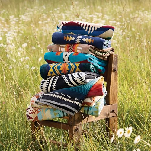 Pendleton Oversized Jacquard Spa Towels, 40 x 70 inches Bath Towels, 100% Cotton, Soft and Quick Dry for the Beach, Hot Tub, Pool - Los Ojos Black