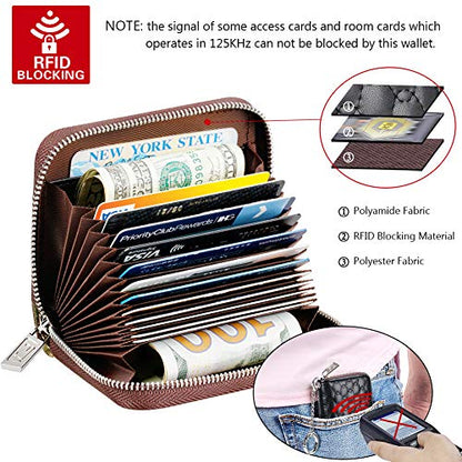FurArt Zipper Wallet Women, RFID Blocking Credit Card Wallet, Business Card Holder, Compact Size KeyChain Wallet - color: Honeycomb Black