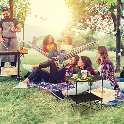 Camping Table Portable Folding Camping Side Table for Outdoor Picnic, Beach, Games, Camp, & Patio Tables Folding with 4 Cup Holders & Carry Case for Travel & Storage, Premium 600D Canvas& Steel Frame | 600D Canvas with Carry Case for Travel & Storage, For