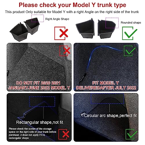 x xotic tech For Model Y 2022 2023 2024 2025 Rear Trunk Side Storage Organizer Bins Grocery Box with Lid Cover Packet Holder Compatible with Tesla Model Y (5-Seater, After July 2022) - size: Model Y 5-Seater (2022-up)