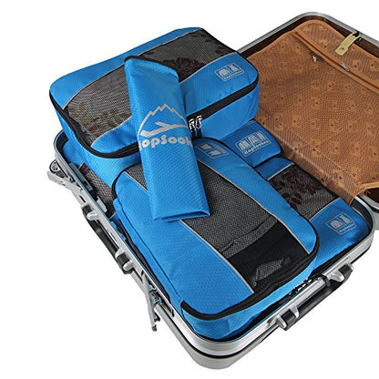 5 Set Packing Cubes for Travel Large Suitcase Luggage Organizer Bags Travel Accessories Vacation 4 Cubes 1 Laundry Pouch Bag - color: Blue