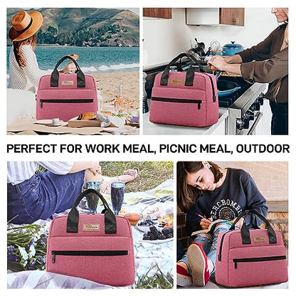 HOMESPON Insulated Lunch Bag for Women Men Lunch Box Cooler Lunch Tote for Work Picnic (Rose) - color: Rose