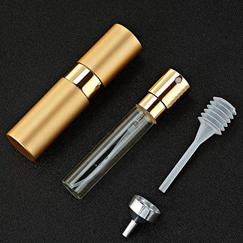 LISAPACK 8ML Atomizer Perfume Spray Bottle for Travel, Empty Refillable Cologne Dispenser, Portable Sprayer (Gold) - color: Gold