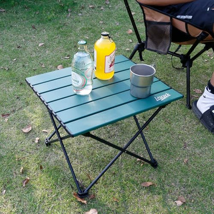 JOUYEK Small Camping Table, Ultralight Aluminum Folding Table with Carrying Bag, Portable & Lightweight Camping Side Table for Outdoor Camping, Picnic, Beach and Fishing, Green - color: Green