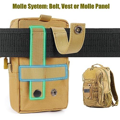 SOWHUP Tactical Molle Pouch Cell Phone Pouch Holster Small Utility EDC Pouch Gadget Organizer Bag - color: Tan1
